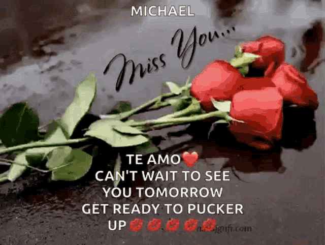 a bunch of red roses with the words " michael miss you "