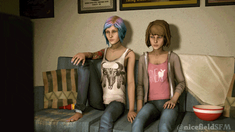 a couple of girls sitting on a couch with the words nicefieldsfm written on the bottom