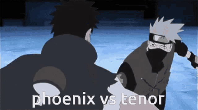 two anime characters are fighting and the words phoenix vs tenor are on the screen
