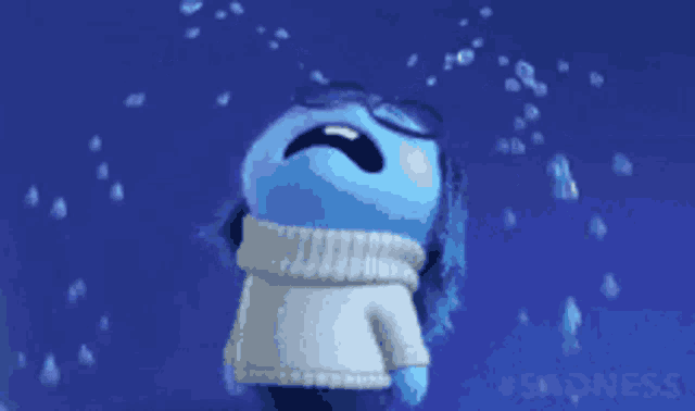 a cartoon character is crying with tears coming out of his mouth