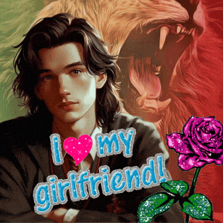 a picture of a man with the words " i love my girlfriend "