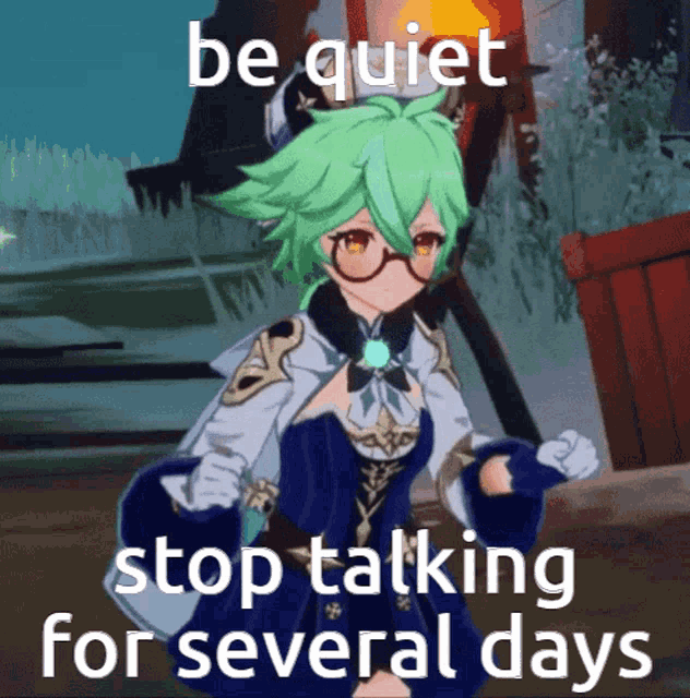 a picture of a girl with the words be quiet stop talking for several days on it