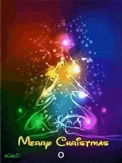 a colorful christmas tree with the words merry christmas written on it