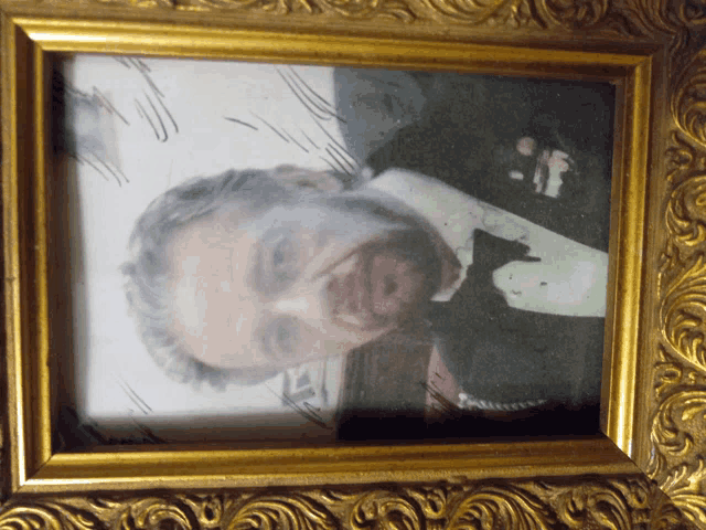 a framed picture of a man with a beard
