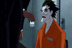 a cartoon of a joker in a jail cell with a cell number