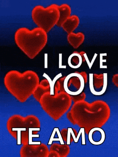 a blue background with red hearts and the words `` i love you ``