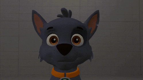 a close up of a cartoon dog 's face with a collar that has the letter o on it