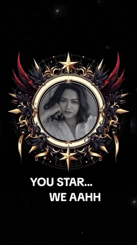 a picture of a woman in a frame with the words you star we aahh