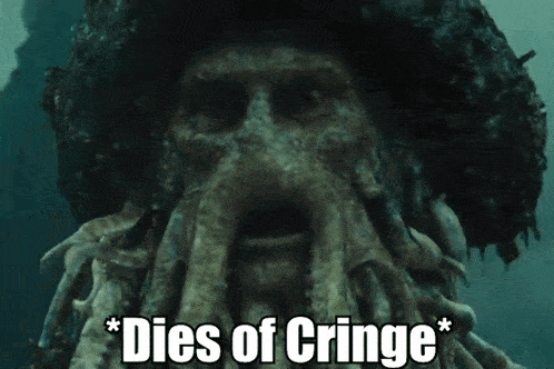 a picture of a squid with the words dies of cringe