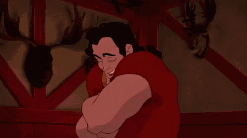 a cartoon of a man with a red hairy chest