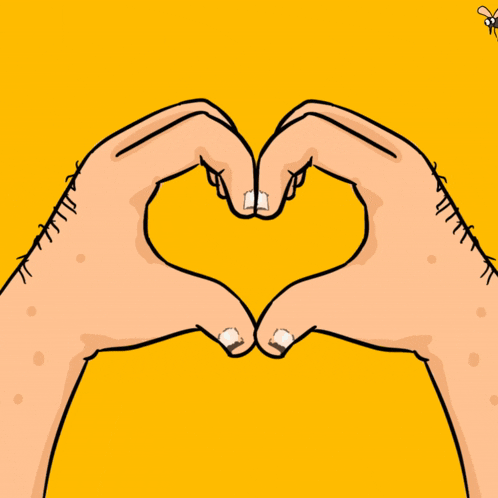 a cartoon of two hands making a heart shape