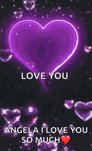 a pink heart with the words `` love you angela i love you so much '' on it