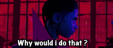 two men are standing next to each other in a dark room and one of them is asking the other why would i do that .