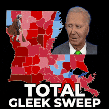 a poster that says total gleek sweep with a map of louisiana on it