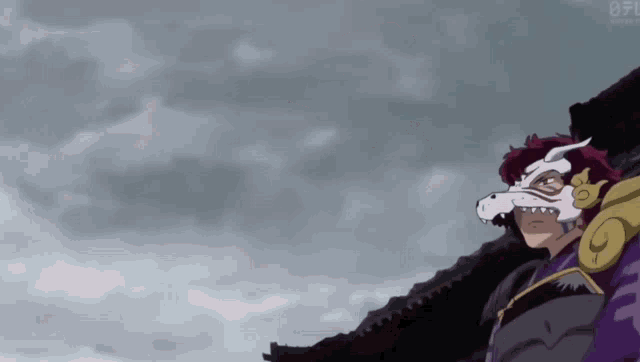 a cartoon character with a mask on his face is standing on a roof