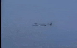 a white bullet is flying through a blue sky .