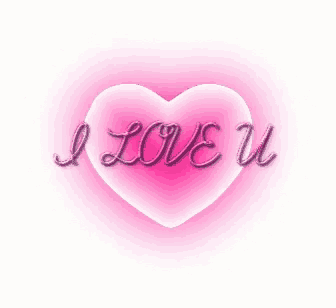 a pink heart with i love u written on it