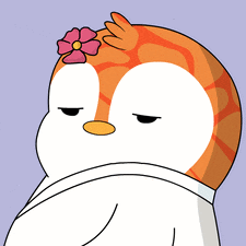 a cartoon of a penguin with a flower on his head