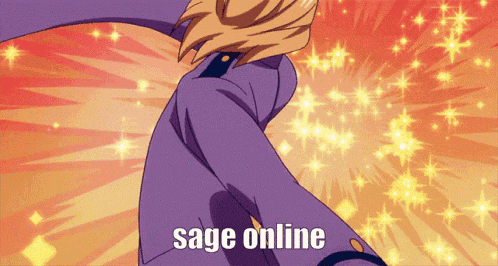 a picture of a person with the words sage online written on it