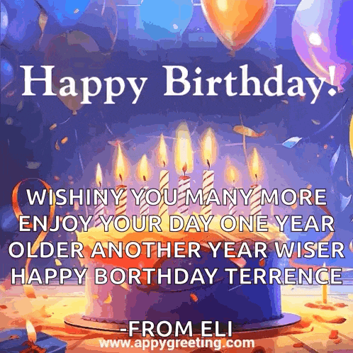 a birthday card wishing you many more enjoy your day one year older another year wiser and happy forthday terrence