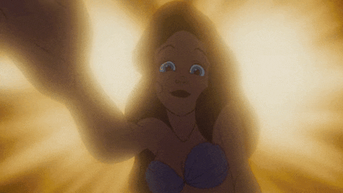 a close up of a mermaid from the little mermaid taking a selfie