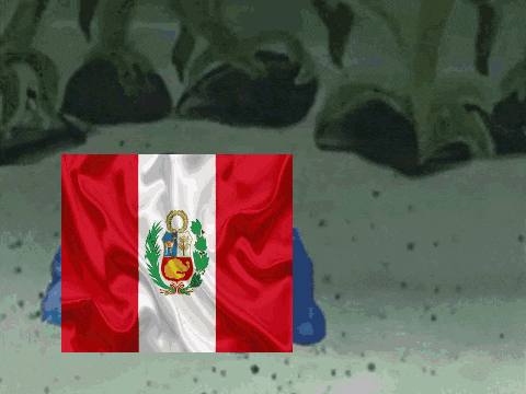 the flag of peru is displayed on a cartoon background