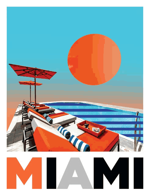 an advertisement for miami shows a swimming pool