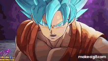 a cartoon character with blue hair and a red shirt