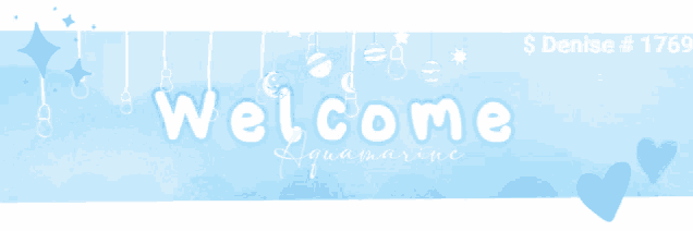 a blue banner with the words welcome aquamarine