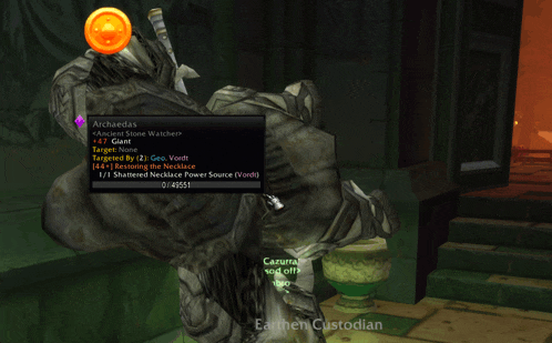 an archaedas ancient stone watcher is on display in a video game