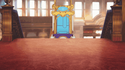 a staircase with a blue item on it