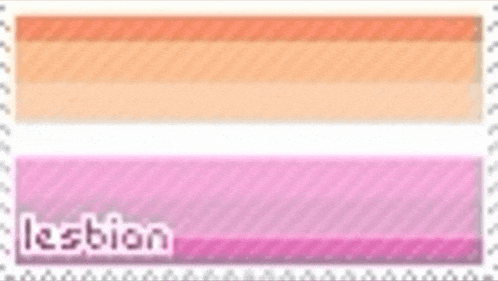 a pink and orange striped flag with the word lesbian written on it