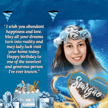 a birthday card with a picture of a girl and a quote