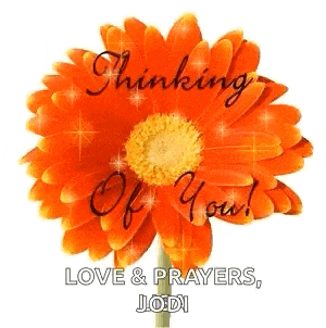 a flower with the words thinking of you love & prayers