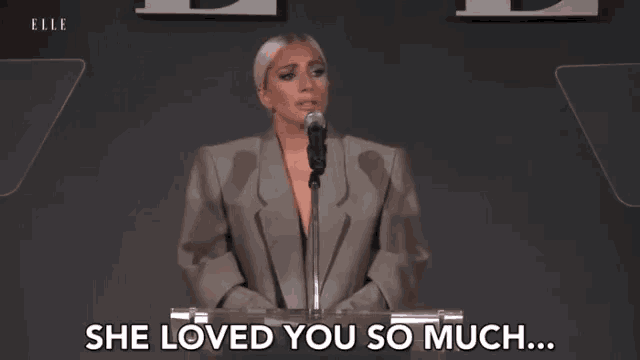 lady gaga is giving a speech at an event and says she loved you so much