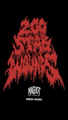 a black background with a red silhouette of a tree and a white letter n on it