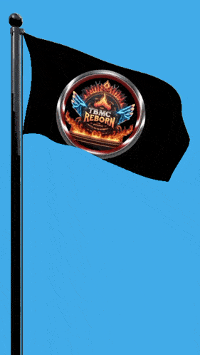 a black flag with a logo for tbmc reborn