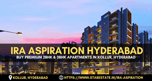 an advertisement for ira aspiration hyderabad shows a building