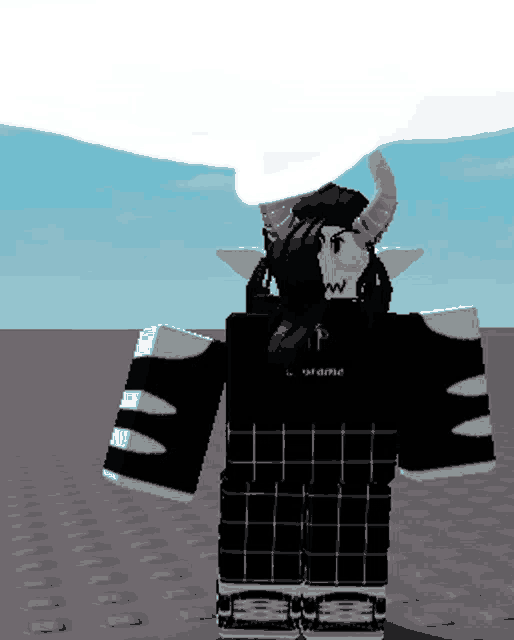 a cartoon character with horns is wearing a black hoodie that says ' prime ' on it
