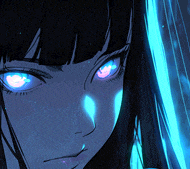 a close up of a woman 's face with blue eyes