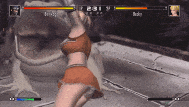 a video game is being played with becky and benkage