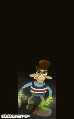 a cartoon character with chinese writing on the bottom right corner