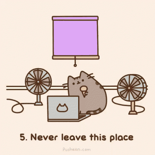 a cartoon of a cat sitting in front of a laptop computer