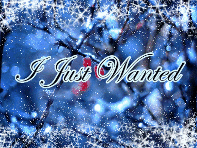 a snowy background with the words " i just wanted "