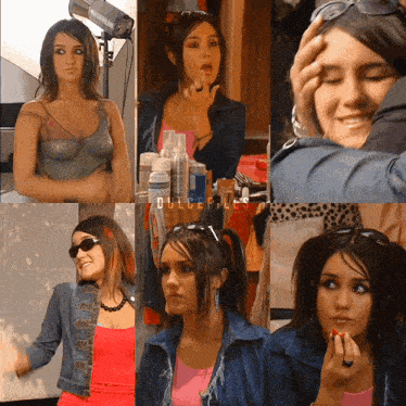 a collage of photos of a woman with dulcefiles written on the bottom right
