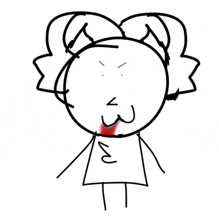 a drawing of a girl with a bloody mouth
