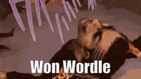 a cartoon of a man laying down with the words won wordle above him