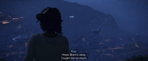 a screenshot of a video game with kay saying " kay and look how i paid him back "