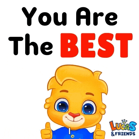 a cartoon character giving a thumbs up with the words you are the best