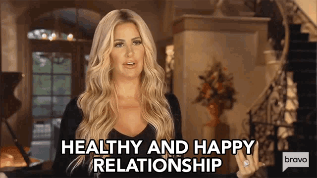 a woman says healthy and happy relationship in a bravo ad